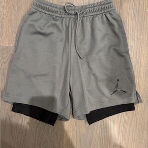 Nike Jordan Gray and Black Shorts With Compression Layer